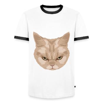 Grumpy Cat - Bevor du fragst_Nein (Katze) - Männer Kontrast-T-Shirt - Weiß/Schwarz - Vorne - AI Model Female 172 light (172cm) & AI Model Male 178 dark (178cm)