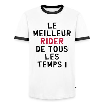 Rider / Ride / Rideuse / Sport Extrême - T-shirt contrasté Homme - blanc/noir - Devant - AI Model Female 172 light (172cm) & AI Model Male 178 dark (178cm)