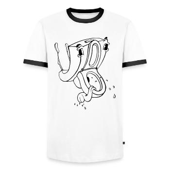 Crazy Toilet - Men's Ringer Shirt - white/black - Front - AI Model Female 172 light (172cm) & AI Model Male 178 dark (178cm)
