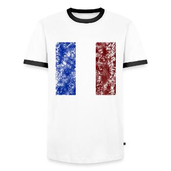 Frankreich vintage Flagge Tricolore Fan - Männer Kontrast-T-Shirt - Weiß/Schwarz - Vorne - AI Model Female 172 light (172cm) & AI Model Male 178 dark (178cm)