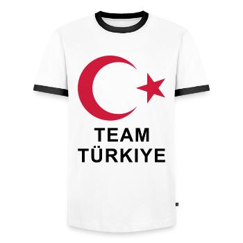 Team Türkiye Design - Men's Ringer Shirt - white/black - Front - AI Model Female 172 light (172cm) & AI Model Male 178 dark (178cm)