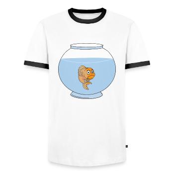 Goldfish in fishbowl - Men's Ringer Shirt - white/black - Front - AI Model Female 172 light (172cm) & AI Model Male 178 dark (178cm)