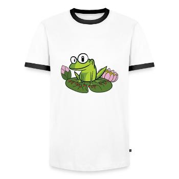 Grenouille folle - T-shirt contrasté Homme - blanc/noir - Devant - AI Model Female 172 light (172cm) & AI Model Male 178 dark (178cm)