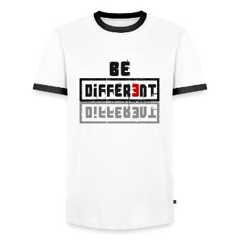 Be Different - Men's Ringer Shirt - white/black - Front - AI Model Female 172 light (172cm) & AI Model Male 178 dark (178cm)