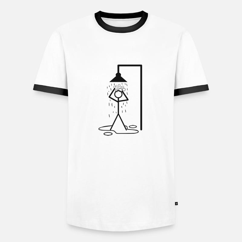 Shower Stick figure - Men's Ringer Shirt - white/black