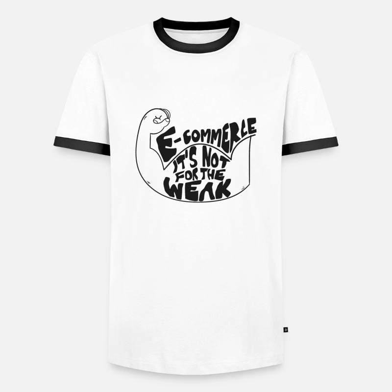 E-Commerce - Männer Kontrast-T-Shirt - Weiß/Schwarz