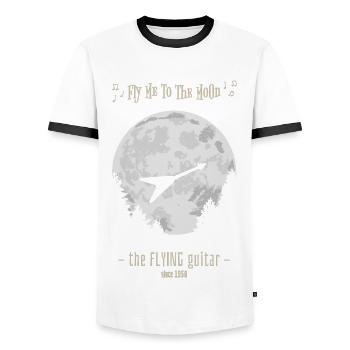 FLYING GUITAR - Men's Ringer Shirt - white/black - Front - AI Model Female 172 light (172cm) & AI Model Male 178 dark (178cm)