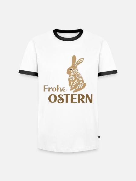 Frohe-Ostern - Männer Kontrast-T-Shirt - Weiß/Schwarz