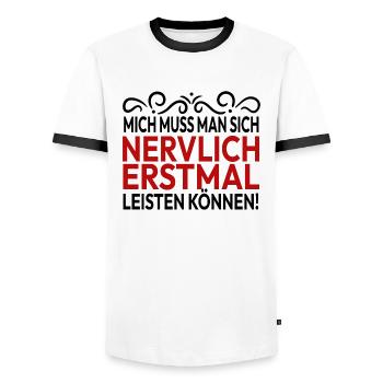 Mich Muss Man Sich Nervlich Erstmal Leisten Können - Männer Kontrast-T-Shirt - Weiß/Schwarz - Vorne - AI Model Female 172 light (172cm) & AI Model Male 178 dark (178cm)