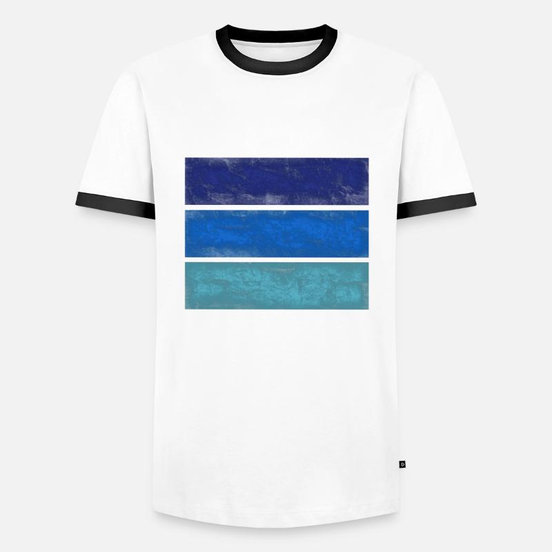 Blue rectangles - Men's Ringer Shirt - white/black
