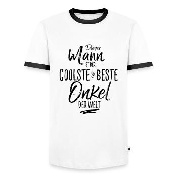 onkel der Beste (s) - Männer Kontrast-T-Shirt - Weiß/Schwarz - Vorne - AI Model Female 172 light (172cm) & AI Model Male 178 dark (178cm)
