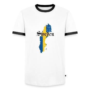 Suède cadeau suédois cadeau - T-shirt contrasté Homme - blanc/noir - Devant - AI Model Female 172 light (172cm) & AI Model Male 178 dark (178cm)