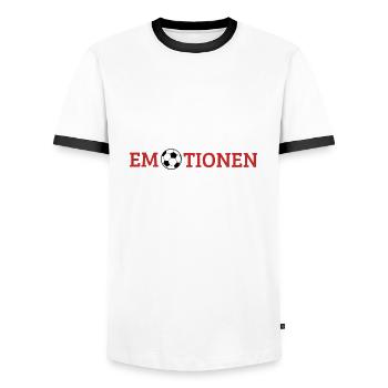 Fussball Emotionen Leidenschaft Geschenk - Männer Kontrast-T-Shirt - Weiß/Schwarz - Vorne - AI Model Female 172 light (172cm) & AI Model Male 178 dark (178cm)
