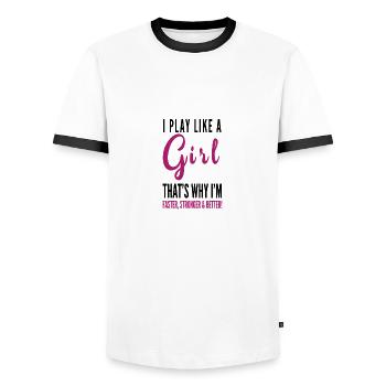 Girl power feminist saying gift - Men's Ringer Shirt - white/black - Front - AI Model Female 172 light (172cm) & AI Model Male 178 dark (178cm)