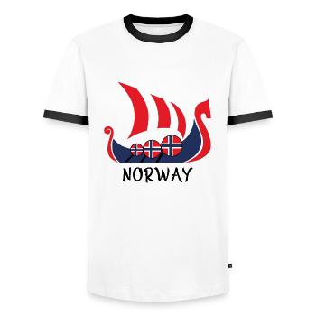 Navire Viking Norvège cadeau - T-shirt contrasté Homme - blanc/noir - Devant - AI Model Female 172 light (172cm) & AI Model Male 178 dark (178cm)