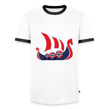 Navire Viking Norvège cadeau - T-shirt contrasté Homme - blanc/noir - Devant - AI Model Female 172 light (172cm) & AI Model Male 178 dark (178cm)