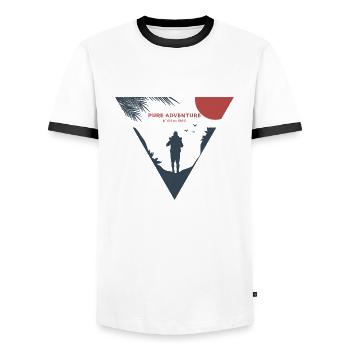 Pure Adventure Adventure Gift - Men's Ringer Shirt - white/black - Front - AI Model Female 172 light (172cm) & AI Model Male 178 dark (178cm)