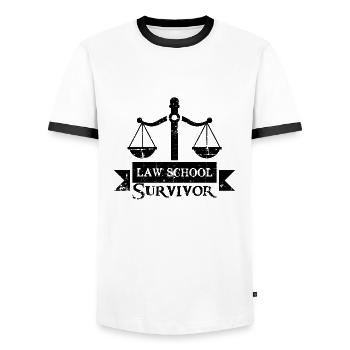 Law school survivor gift - Men's Ringer Shirt - white/black - Front - AI Model Female 172 light (172cm) & AI Model Male 178 dark (178cm)