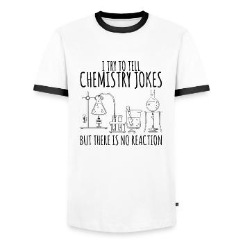 Chemistry laboratory flask saying gift - Men's Ringer Shirt - white/black - Front - AI Model Female 172 light (172cm) & AI Model Male 178 dark (178cm)