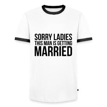 Désolé mesdames, cet homme se marie JGA Gesc - T-shirt contrasté Homme - blanc/noir - Devant - AI Model Female 172 light (172cm) & AI Model Male 178 dark (178cm)