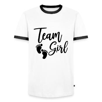 Team Girl Baby Gift - Men's Ringer Shirt - white/black - Front - AI Model Female 172 light (172cm) & AI Model Male 178 dark (178cm)
