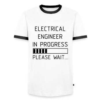 Electrical Engineer in Progress please wait - Männer Kontrast-T-Shirt - Weiß/Schwarz - Vorne - AI Model Female 172 light (172cm) & AI Model Male 178 dark (178cm)