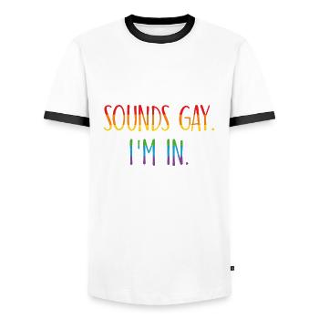 Sounds Gay I`m in LGBT Geschenk - Männer Kontrast-T-Shirt - Weiß/Schwarz - Vorne - AI Model Female 172 light (172cm) & AI Model Male 178 dark (178cm)