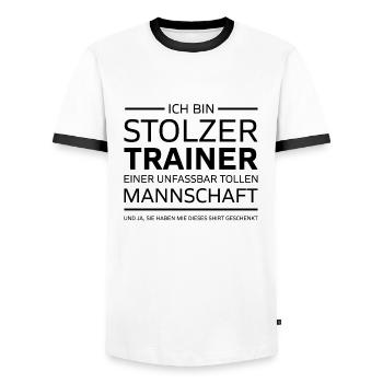 Ich bin Stolzer Trainer Manschaft Geschenk - Männer Kontrast-T-Shirt - Weiß/Schwarz - Vorne - AI Model Female 172 light (172cm) & AI Model Male 178 dark (178cm)