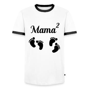 Maman jumeaux carrés jumeaux cadeau - T-shirt contrasté Homme - blanc/noir - Devant - AI Model Female 172 light (172cm) & AI Model Male 178 dark (178cm)