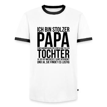 Ich bin stolzer Papa einer Tochter Vatertag - Männer Kontrast-T-Shirt - Weiß/Schwarz - Vorne - AI Model Female 172 light (172cm) & AI Model Male 178 dark (178cm)