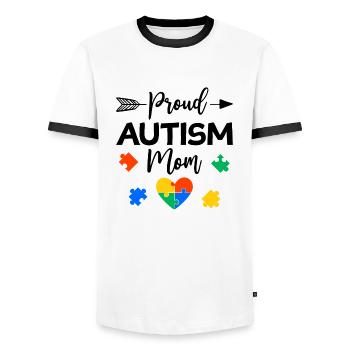 Proud Autism Mom Autism Awareness Gift - Men's Ringer Shirt - white/black - Front - AI Model Female 172 light (172cm) & AI Model Male 178 dark (178cm)