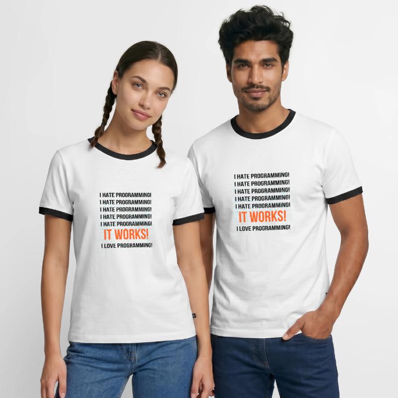 I hate programming It works I love programming Männer Kontrast-T-Shirt