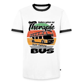 Busfahrer Omnibusfahrer - Männer Kontrast-T-Shirt - Weiß/Schwarz - Vorne - AI Model Female 172 light (172cm) & AI Model Male 178 dark (178cm)