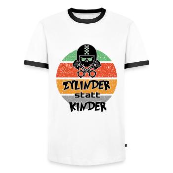 Sprüche Autofahrer Zylinder statt Kinder - Männer Kontrast-T-Shirt - Weiß/Schwarz - Vorne - AI Model Female 172 light (172cm) & AI Model Male 178 dark (178cm)