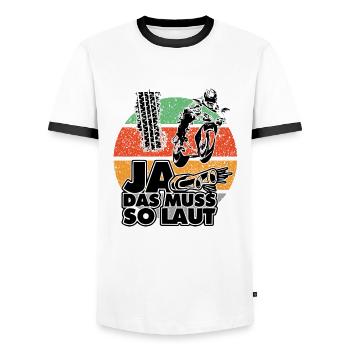 Motorradfahrer Sprüche Zu Laut Alt - Männer Kontrast-T-Shirt - Weiß/Schwarz - Vorne - AI Model Female 172 light (172cm) & AI Model Male 178 dark (178cm)