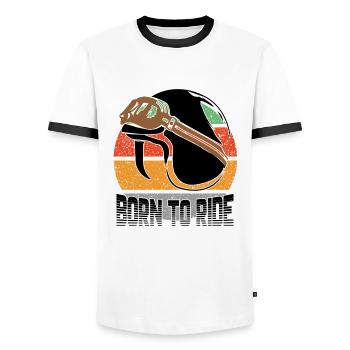 Motorradfahrer Motorradfahrerin Born to Ride - Männer Kontrast-T-Shirt - Weiß/Schwarz - Vorne - AI Model Female 172 light (172cm) & AI Model Male 178 dark (178cm)