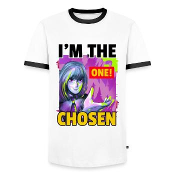 I'm the chosen one Girl Strong Energy - Männer Kontrast-T-Shirt - Weiß/Schwarz - Vorne - AI Model Female 172 light (172cm) & AI Model Male 178 dark (178cm)
