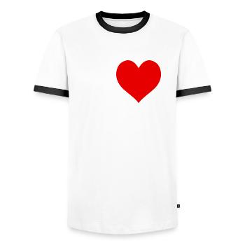 I Love Columbus Day Heart America USA Funny - Men's Ringer Shirt - white/black - Front - AI Model Female 172 light (172cm) & AI Model Male 178 dark (178cm)