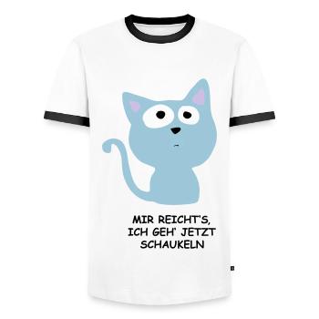 Süße Katze - Mir reichts, ich geh schaukeln - Männer Kontrast-T-Shirt - Weiß/Schwarz - Vorne - AI Model Female 172 light (172cm) & AI Model Male 178 dark (178cm)