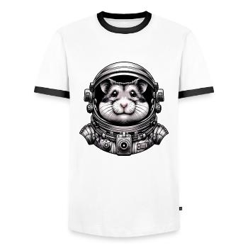Hamster Astronaut: Space Adventure - Men's Ringer Shirt - white/black - Front - AI Model Female 172 light (172cm) & AI Model Male 178 dark (178cm)