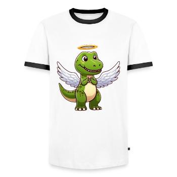 Süßer Dino Trex Engel Cartoon Dinosaurier Flügel - Männer Kontrast-T-Shirt - Weiß/Schwarz - Vorne - AI Model Female 172 light (172cm) & AI Model Male 178 dark (178cm)