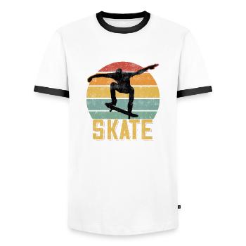 Skate Retro Vintage Skater Skatebord Skatebording - Männer Kontrast-T-Shirt - Weiß/Schwarz - Vorne - AI Model Female 172 light (172cm) & AI Model Male 178 dark (178cm)
