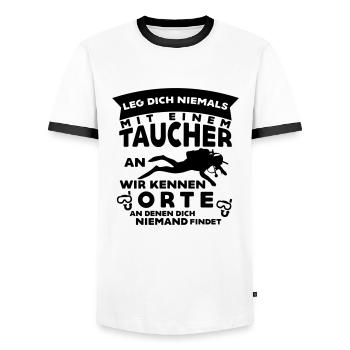 Taucher kennen Orte... - Männer Kontrast-T-Shirt - Weiß/Schwarz - Vorne - AI Model Female 172 light (172cm) & AI Model Male 178 dark (178cm)
