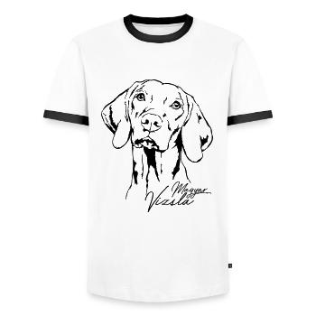 MAGYAR VIZSLA Portrait Wilsigns Jagdhund Jagdhunde - T-shirt contrasté Homme - blanc/noir - Devant - AI Model Female 172 light (172cm) & AI Model Male 178 dark (178cm)