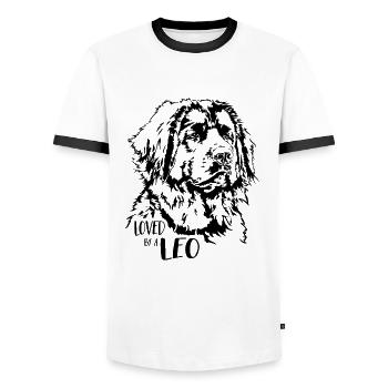 Aimé par un Leonberger Hundespruch Hunde Wilsigns - T-shirt contrasté Homme - blanc/noir - Devant - AI Model Female 172 light (172cm) & AI Model Male 178 dark (178cm)
