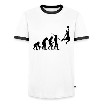 Evolution de basket-ball - T-shirt contrasté Homme - blanc/noir - Devant - AI Model Female 172 light (172cm) & AI Model Male 178 dark (178cm)