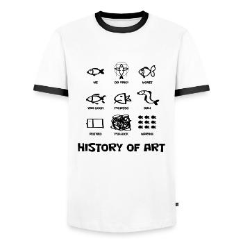 art of fish - Männer Kontrast-T-Shirt - Weiß/Schwarz - Vorne - AI Model Female 172 light (172cm) & AI Model Male 178 dark (178cm)