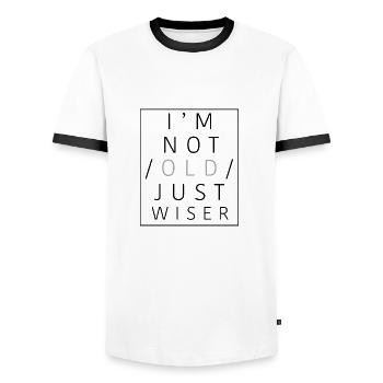 JUSTWISE Collection - Men's Ringer Shirt - white/black - Front - AI Model Female 172 light (172cm) & AI Model Male 178 dark (178cm)
