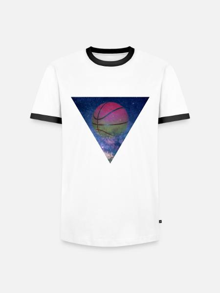 GALAXY BASKETBALL BALLER GIFT - Men's Ringer Shirt - white/black