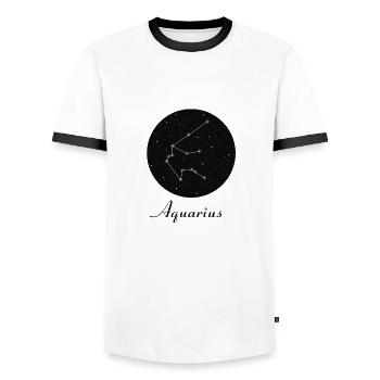 Aquarius Wassermann - Männer Kontrast-T-Shirt - Weiß/Schwarz - Vorne - AI Model Female 172 light (172cm) & AI Model Male 178 dark (178cm)